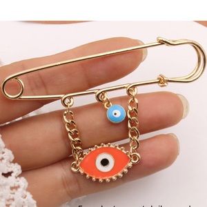 🧿 NWT 🧷Oversized Fashion Safety Pin Decorative Broach 🧿 Evil Eye Protection🧷
